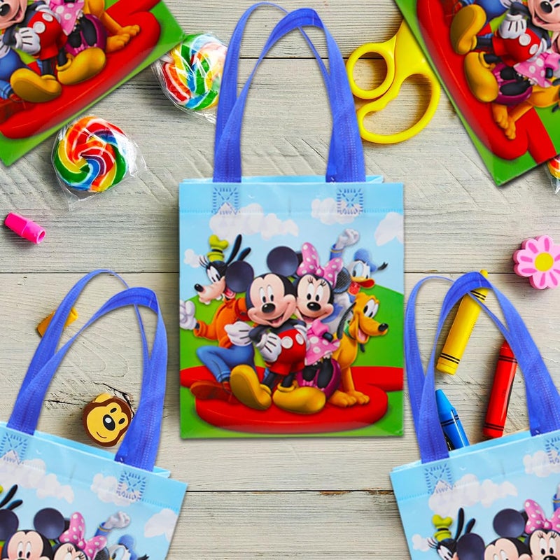 Disney Mickey and Friends Party Favor Bags Set – 12 Pack of 8" Mickey Mouse Party Goodie Bags for Kids Bulk Reusable Totes | Birthday Party Supplies - Image 3